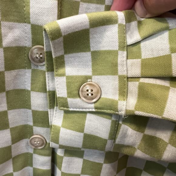 Polagram Women’s Large Button Front Green Checkered Shacket Jacket Soft Stretch - Picture 4 of 8